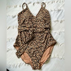 Aerie LONG LENGTH Cheetah Print One Piece Swimsuit - Large Long